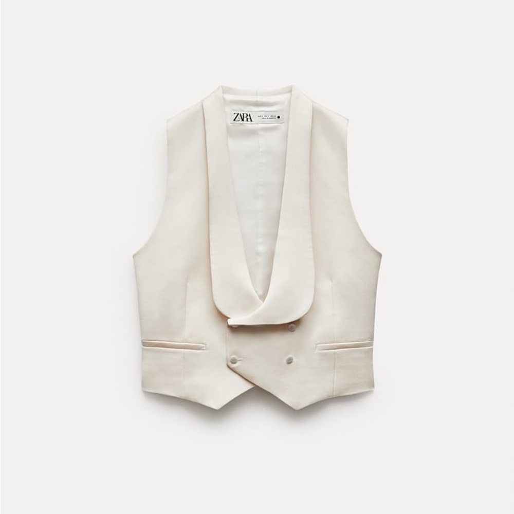 Zara Ecru tuxedo vest ZW Collection XS
